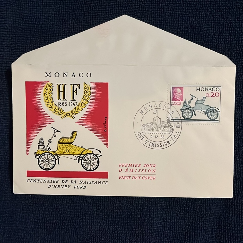 *3 Stamps for $6* Monaco Henry Ford Centenary First Day Cover